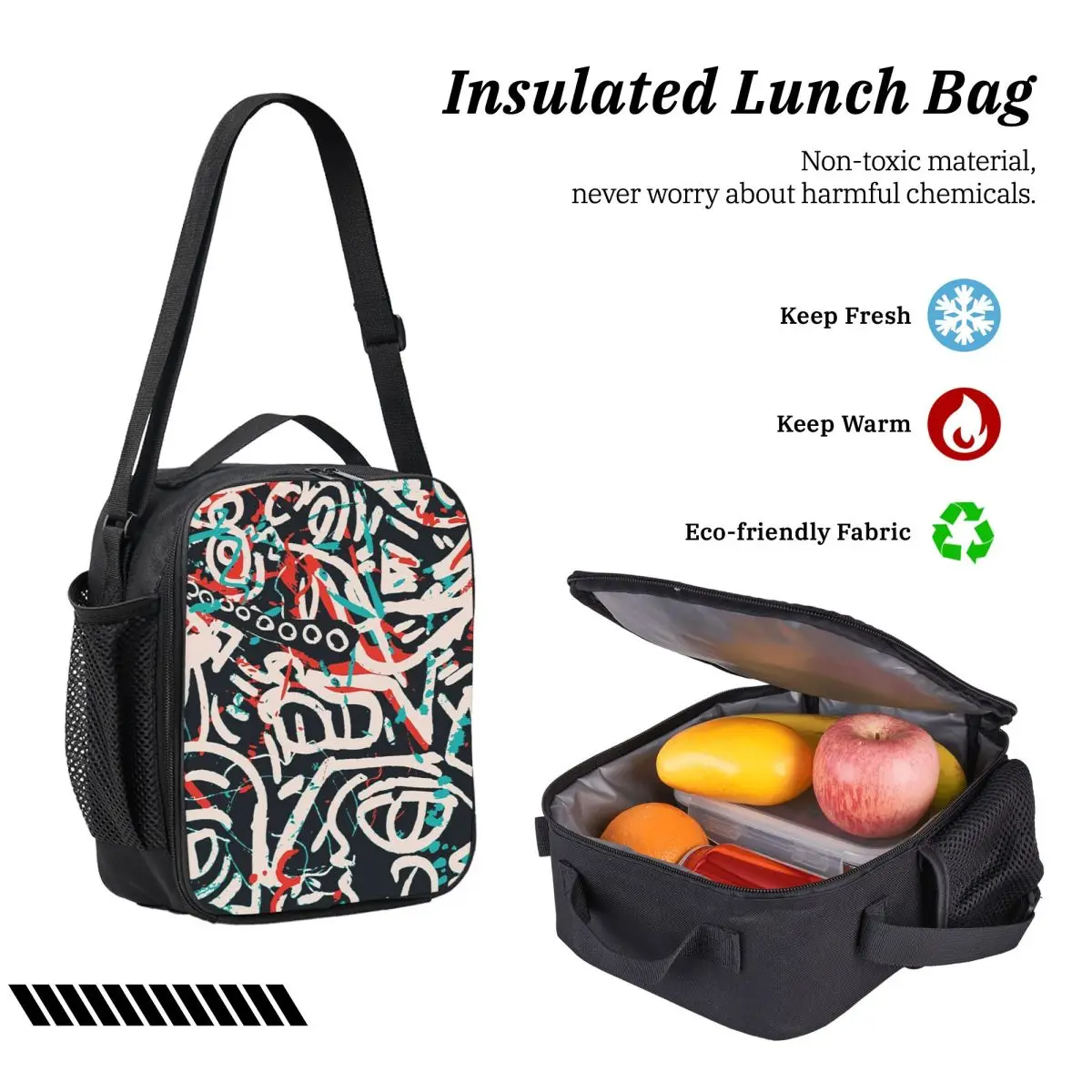 Street Art Graffiti Pattern Inchiostro e Zaino Posca Ragazzo Ragazza BookBag Borsa da scuola Borse a tracolla Borsa da pranzo isolata 3ps Astuccio