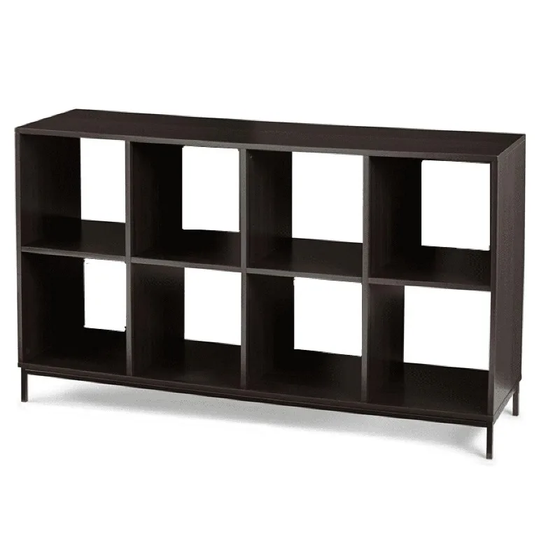 8-Cube Organizer with Metal Base, Espresso，Manufactured Wood, Iron，15.35 x 15.35 x 33.19