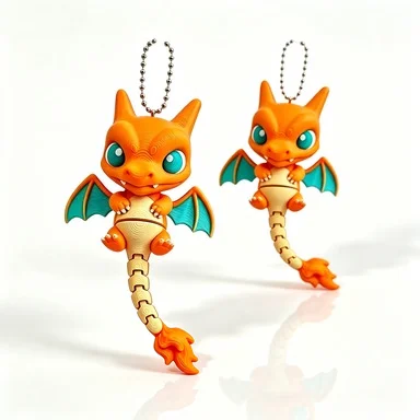 Charmander 3D Printed Keychain Movable Joint Stress Relief Toy Bag Pendant Desktop Ornament