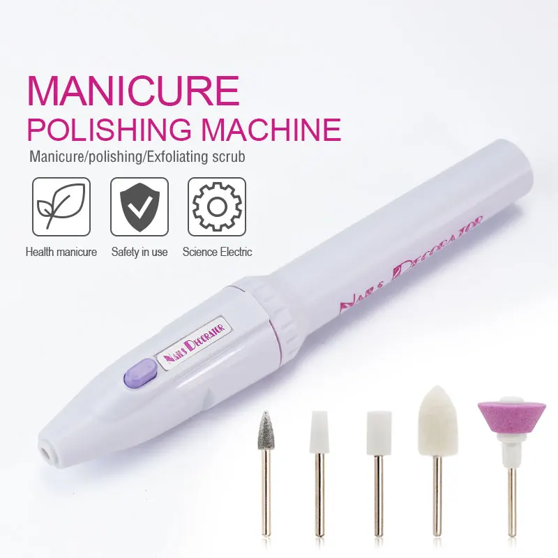 

MINI Nail Polisher Drill Machine Pen Battery Remover Portable Gel Polish Dead Skin Pedicure Manicure Design Grinding Cutter Set