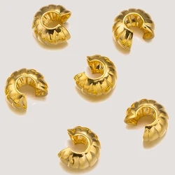 50pcs 18K Gold Plated Brass Metal Crimp Beads Covers Open Round Loose for DIY Necklace Bracelet Beading Wire Jewelry Makings