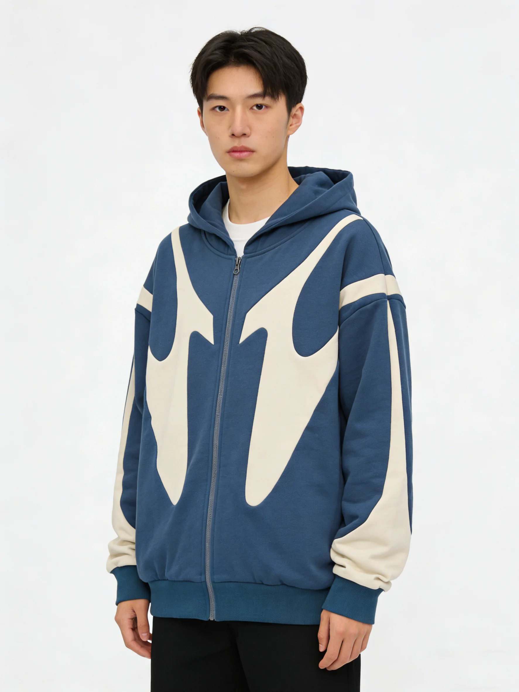 

Cross border autumn and winter new street hip-hop patchwork printed hoodie Y2K Harajuku style jacket sweatshirt