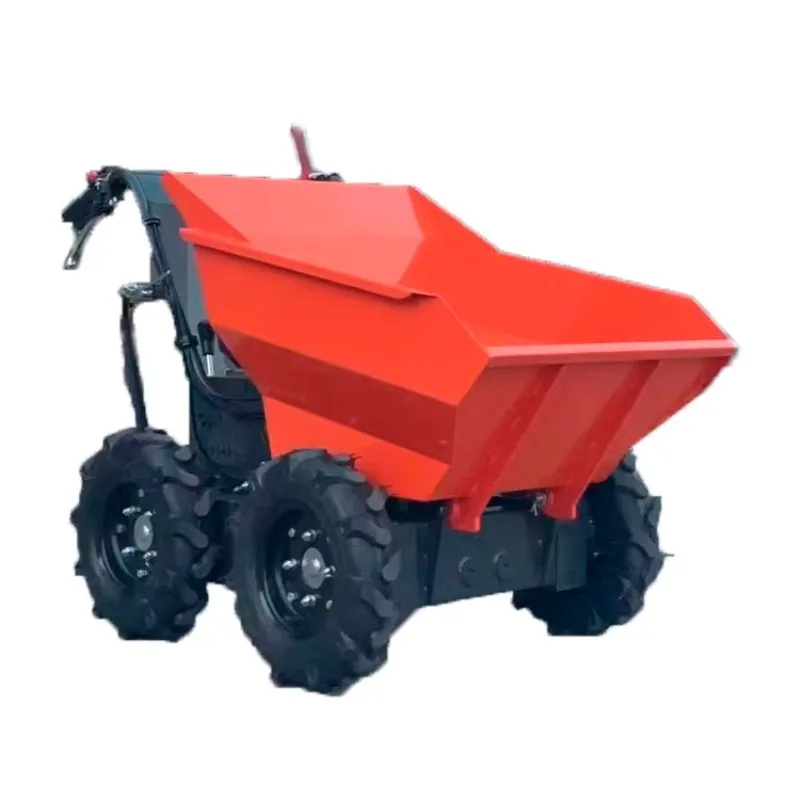 Multifunctional Hydraulic 4 Wheel Mini Dumper Petrol Engine Walk-behind Garden Mini Loader