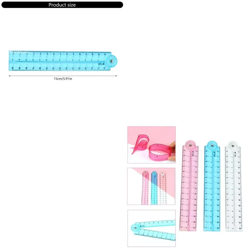  Clear Drawing Ruler Folding Ruler Straight Ruler Measuring length 0-30cm