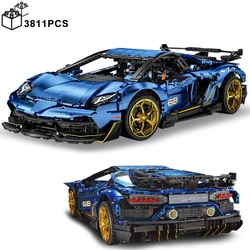 3811 pz tecnico 1:8 lamborghinized SVJ 63 Hyper Sport Car Building Blocks blu elettrolitico mattoni blu giocattoli regali per amico