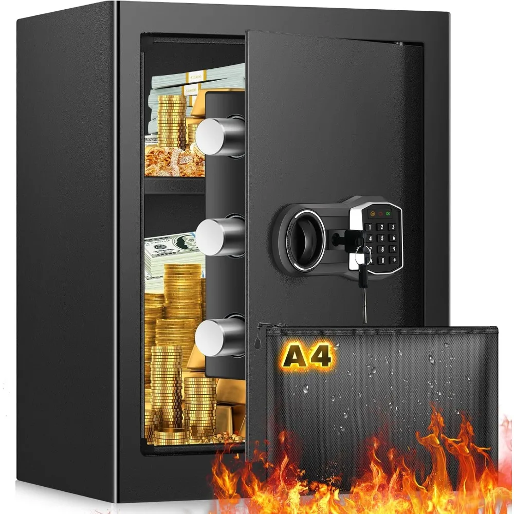 

2.8 Cub Home Safe Fireproof Waterproof, Large Fireproof Safe with Fireproof Documents Bag, Digital Keypad Key and Removable