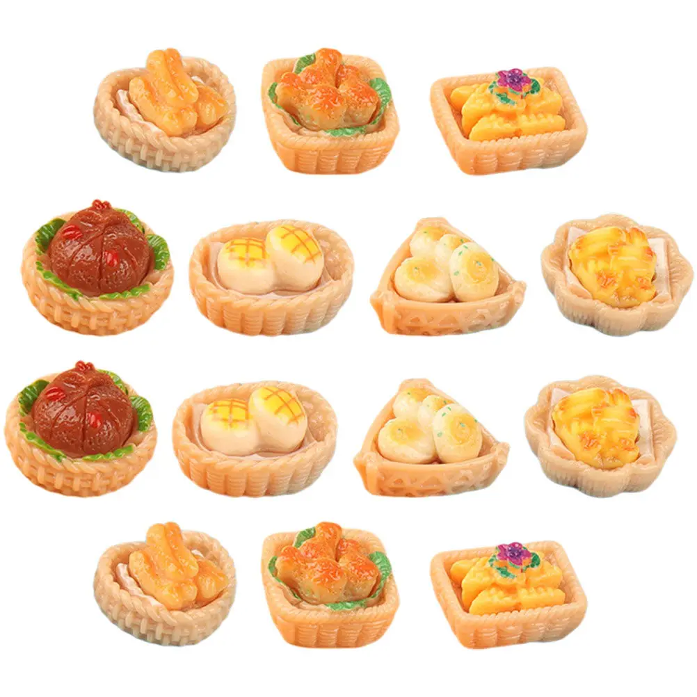 

15Pcs Mini Food Kitchen Decoration Resin Lasting Color Mini House Accessories Pretend Food Prop Micro Landscape Accessories