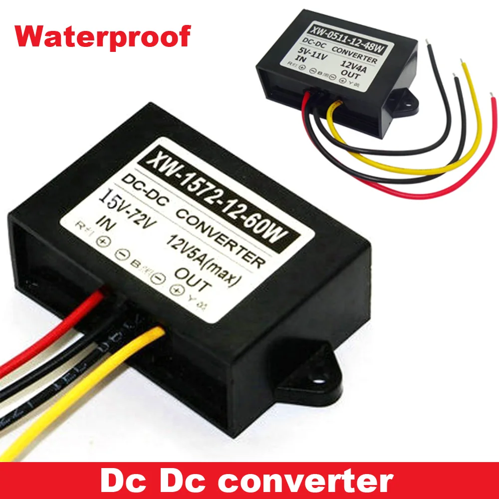 60W 18W DC DC Voltage Converter 15V-72V to 12V 1.5/5A  ABS Step Down Volt Buck Regulator Transformer Power Supply For Cars Solar