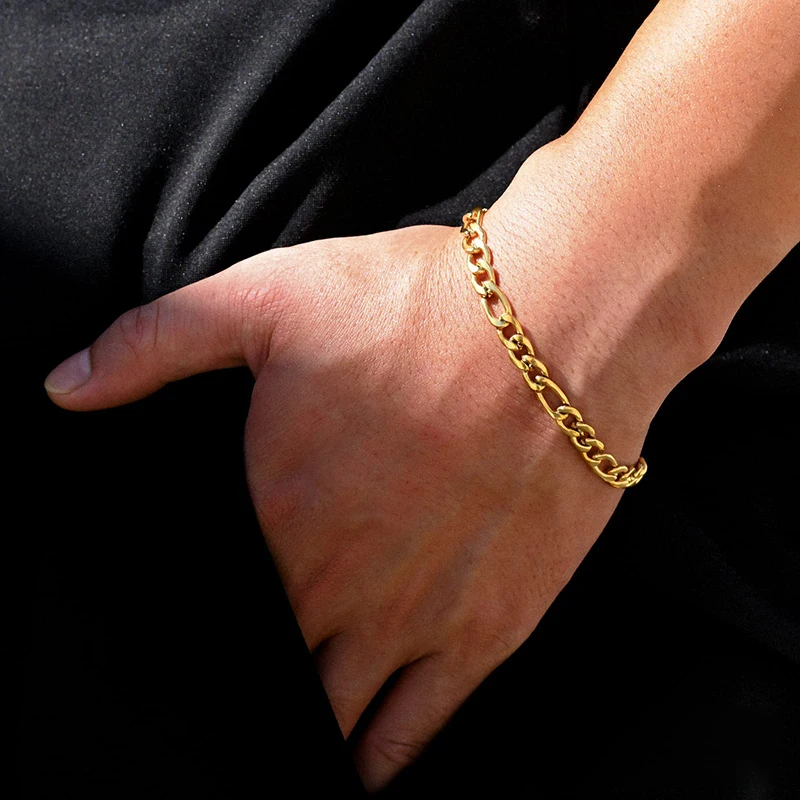 

5mm 7mm 9mm Stainless Steel Figaro Cuban Link Chain Bracelet Unisex Minimalist Simple Rustproof Jewelry Gift Hypoallergenic