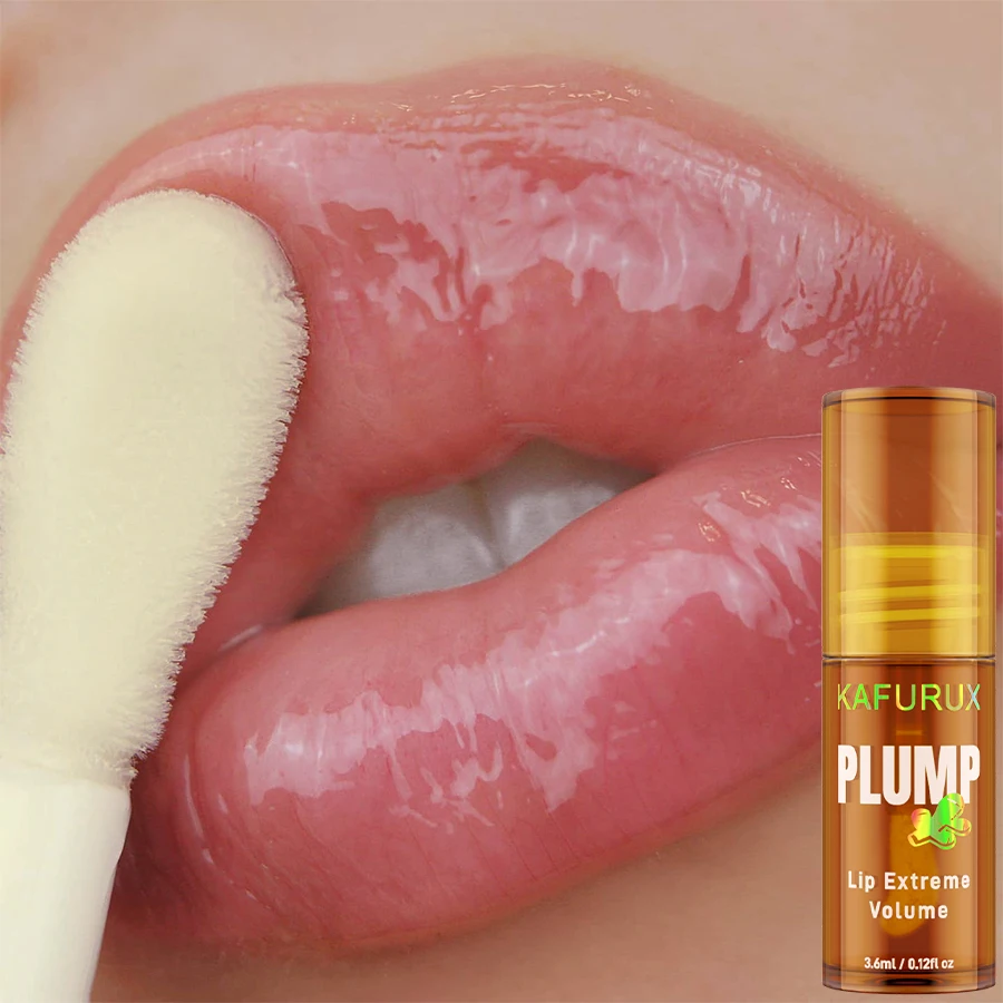 1PC Ginger Lip Balm Turmeric Lip Plumper Oil Radiant Fuller Lips for Smoother,Plumping Lip Volumizing Serum Sexy Lip Makeup