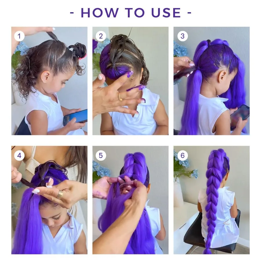 Long Purple Braiding Hair PreStretched Synthetic Hair Extensions with Yaki Texture for Braids Ideal for Stage Performances Part