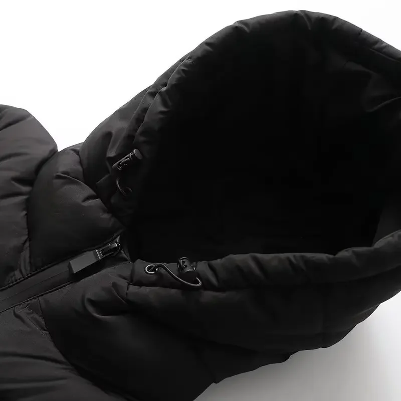 2025 nueva chaqueta de algodón con capucha y cuello alto para mujer elegante moda Patchwork abrigo deportivo de manga larga para mujer invierno