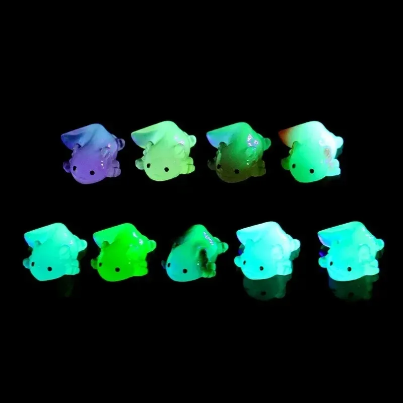 10Pcs Kawaii Colorful Luminous Mini Salamander Cute Tiny Axolotls Figurine for Garden Landscape Aquarium Dollhouse Decoration