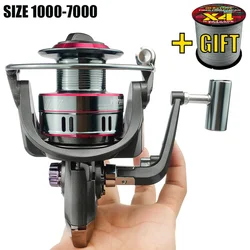 1000 2000 3000 4000 5000 6000 7000 Series Fishing Reel for Bass Pike Fishing Sea Rod Wheel Light Metal Spool Spinning Reels