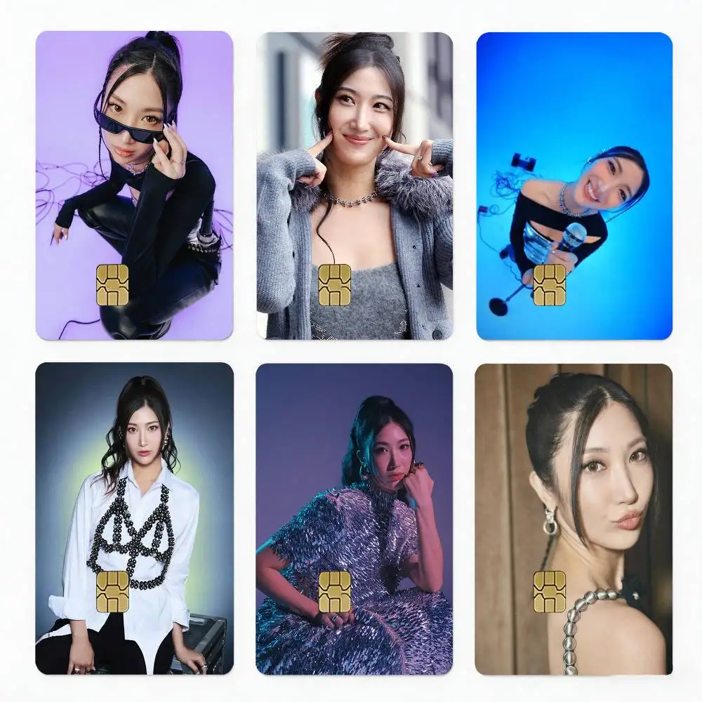 

KPOP Singer E-EJAE Golden 4pcs 1Set Laser Holographic Sticker Skin Cover for Credit Bank Debit Card
