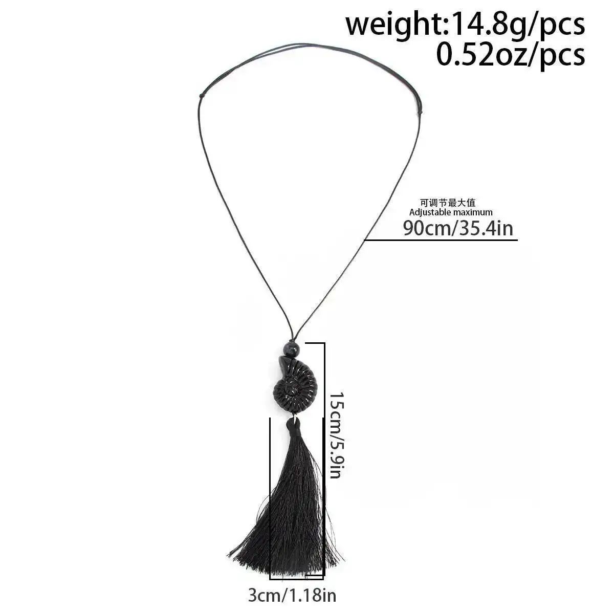 Ingemark Ethno-Stil Acryl-Muschel Lange Anhänger-Halskette für Damen Vintage Wachsfaden-Seil-Kette Quasten-Choker Sommer-Schmuck – Detail 7