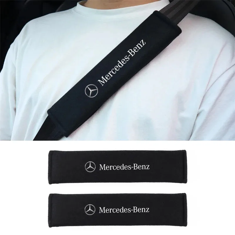 2Pcs Seat Belt Cover Car Styling Cotton Safety Shoulder Protector For Mercedes benz AMG E S GLE CLC Class W204 Auto Accessories