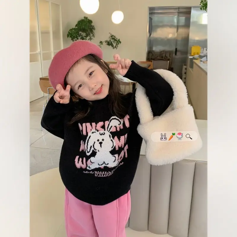 

Girls' Cute Cartoon Sweater Baby Winter Clothes New Children's Thickened Sweater Top