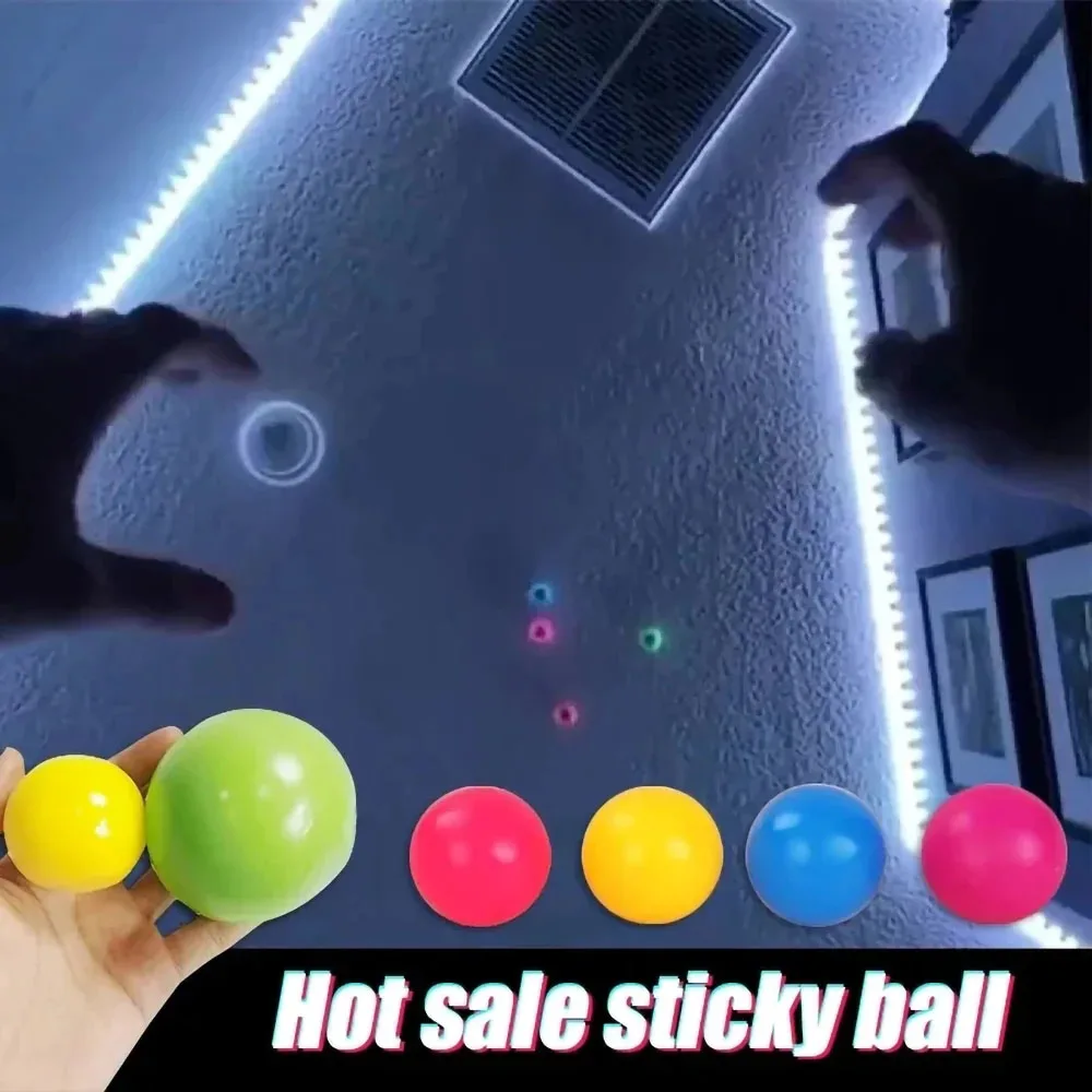 6cm Luminous Sticky Ball Toys Glow In The Dark Sticky Dark Ceiling Wall Balls Decompression Squeeze Toy For Kids Adults Gifts