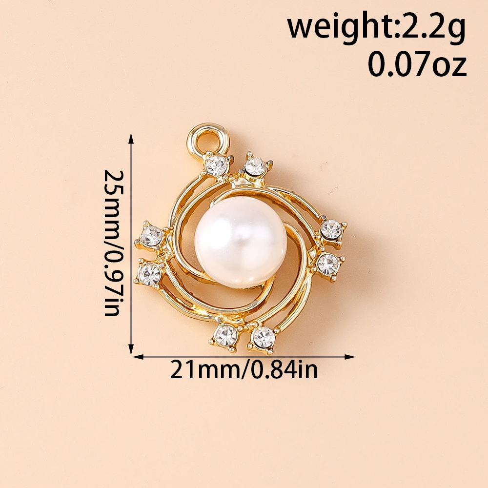 10 Stück 21*25 zierliche Perle Kristall Blumenkranz Charms für Schmuck handgemachte DIY Anhänger Halsketten Ohrringe Zubehör – Detail 2