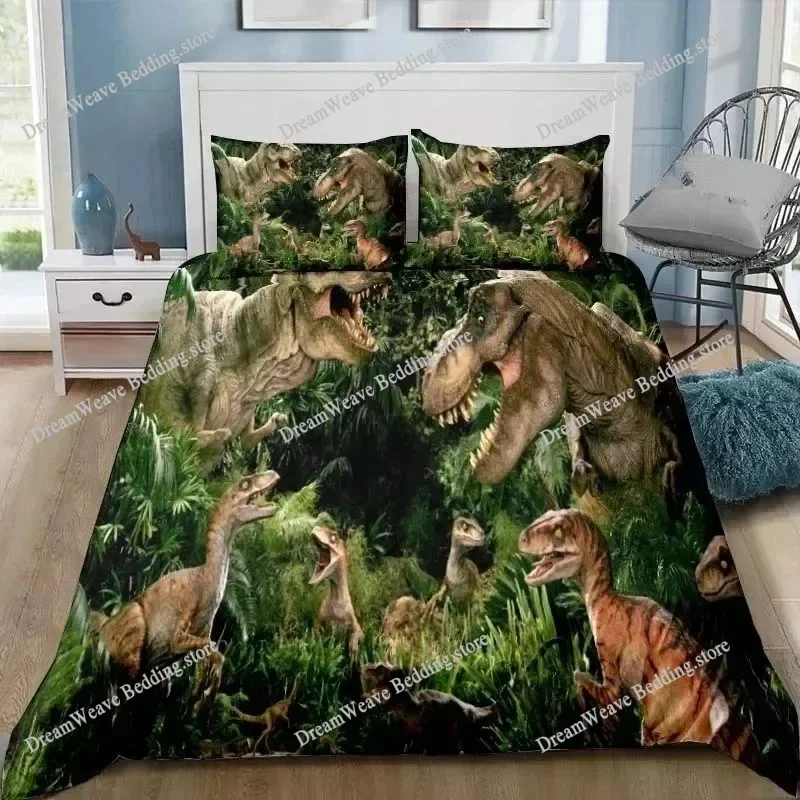 Cartoon Dinosaur Park World Duvet Cover Pillowcase Bedding Set Adult Boys Girls Bedroom Decoration Children Single Double SizeFQ