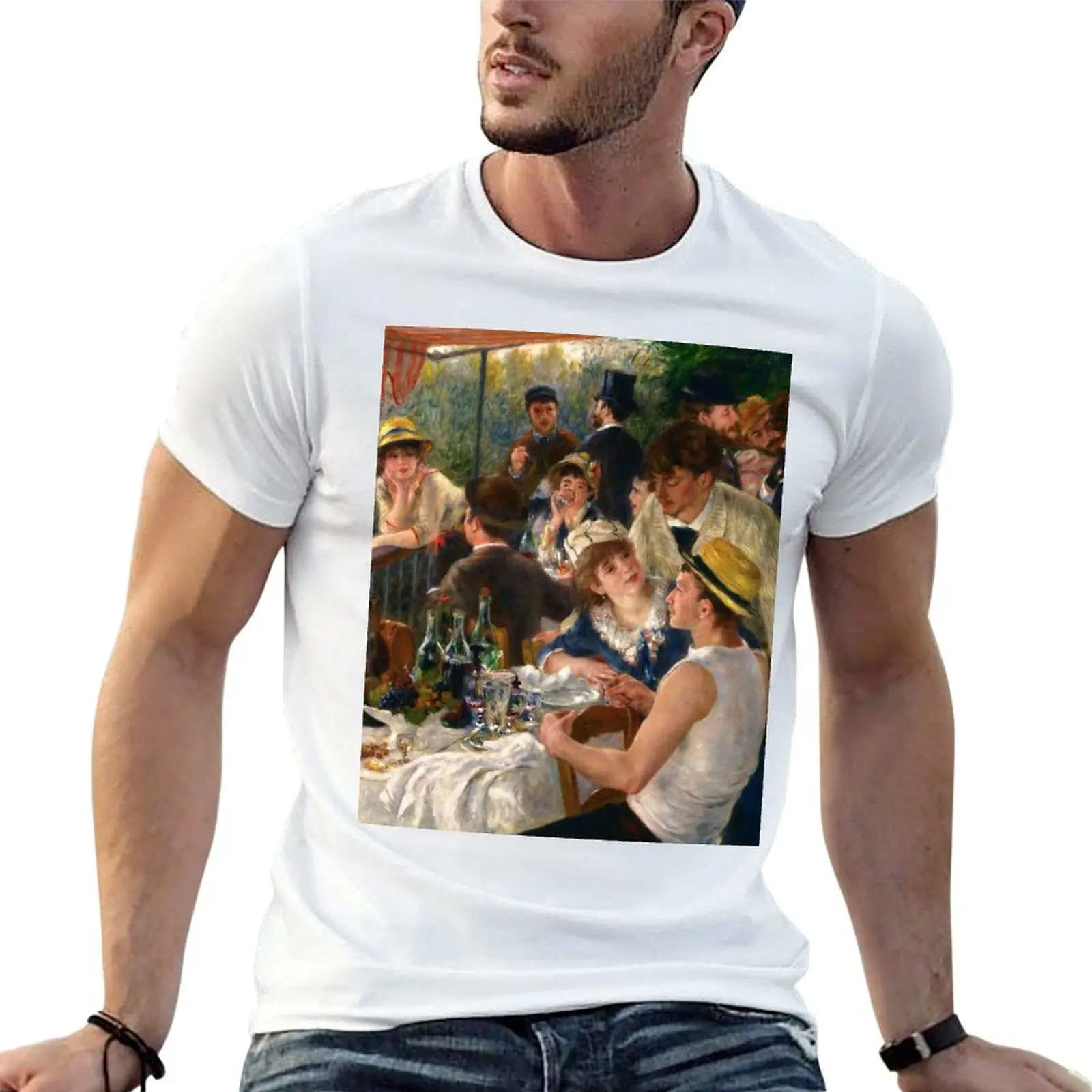 Camiseta Pierre-Auguste Renoir Luncheon of the Boating Party, camisetas de algodón 100%, camiseta de algodón para hombre