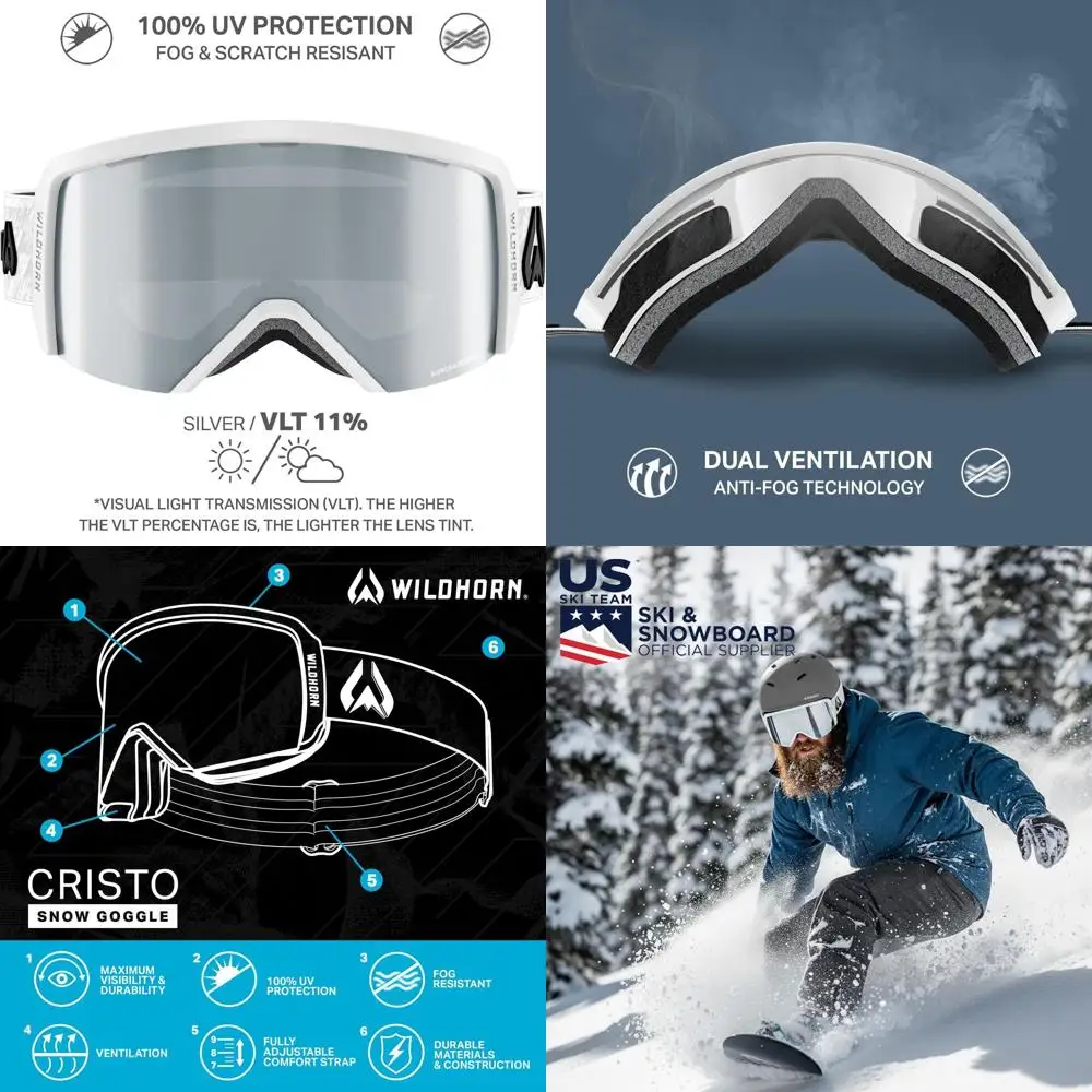 

Universal Ski Goggles with 100% UV Protection, Over-the-Glasses Design for Men and Women