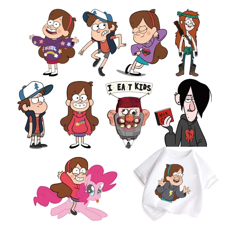 Gravity Falls Dipper Pines fusible clothing patches Iron-on transfers for children clothing stripes appliques DIY Sewing