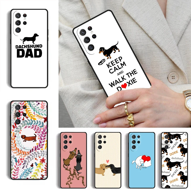 Funny Dachshund Long dog short legs Phone Case for Samsung Galaxy S26 S25 Ultra S24 S23 S22 S21 Plus Note 10 Bumper Cover