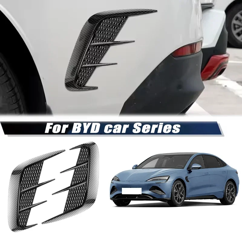 Carbon Fiber Car Fender Trim Car Sticker Shark Gills Simulation Side Intake Body Sticker Accessories For BYD Car Series