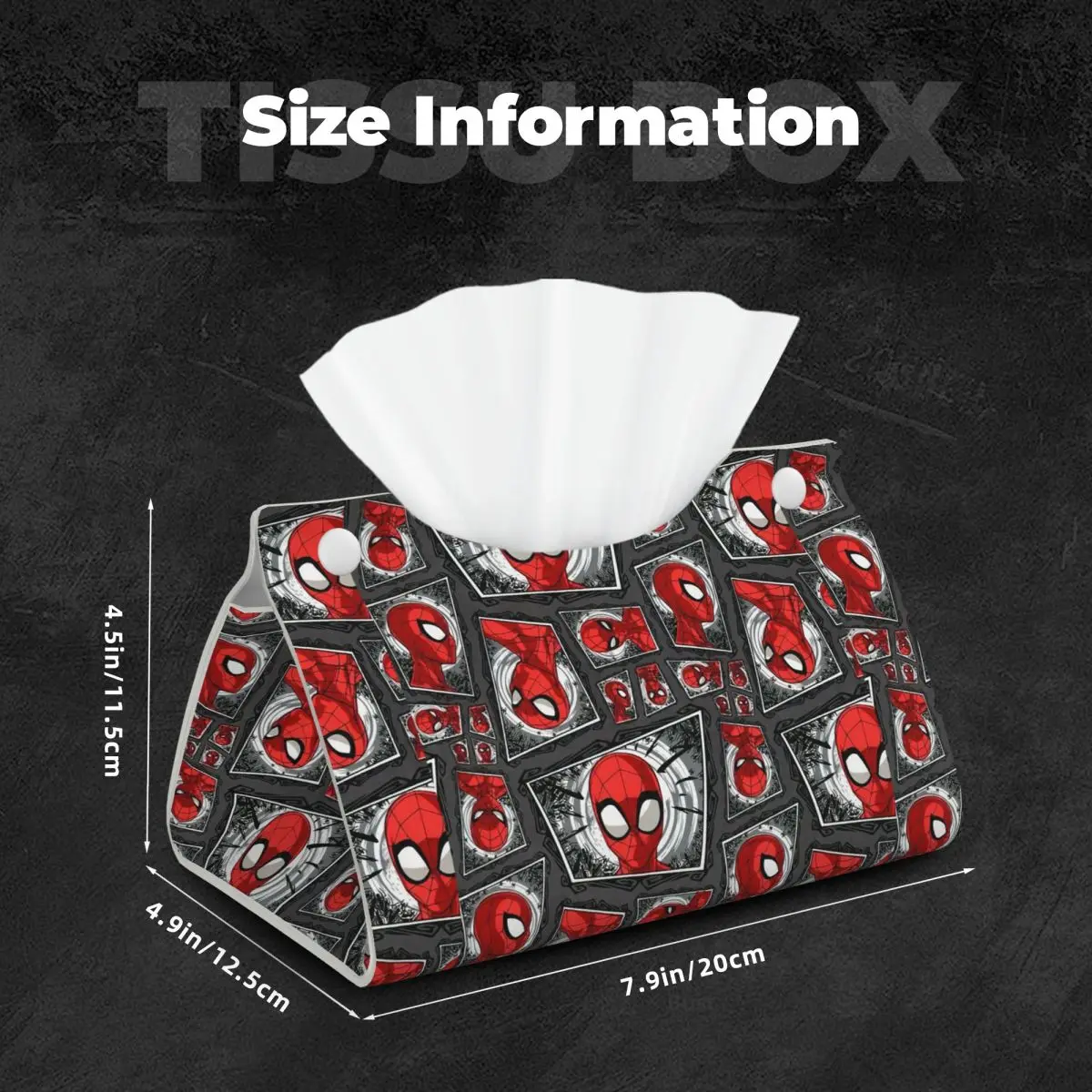 Custom Spider Man Heads Collage Facial Tissue Box Cover Rectangular PU Leather Tissue Box Holder for Car Toilet