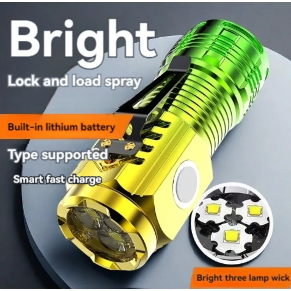 Side Light LED Flashlight Mini Rechargeable Multi-purpose Long-distance Portable Super Bright Household Small Bulb