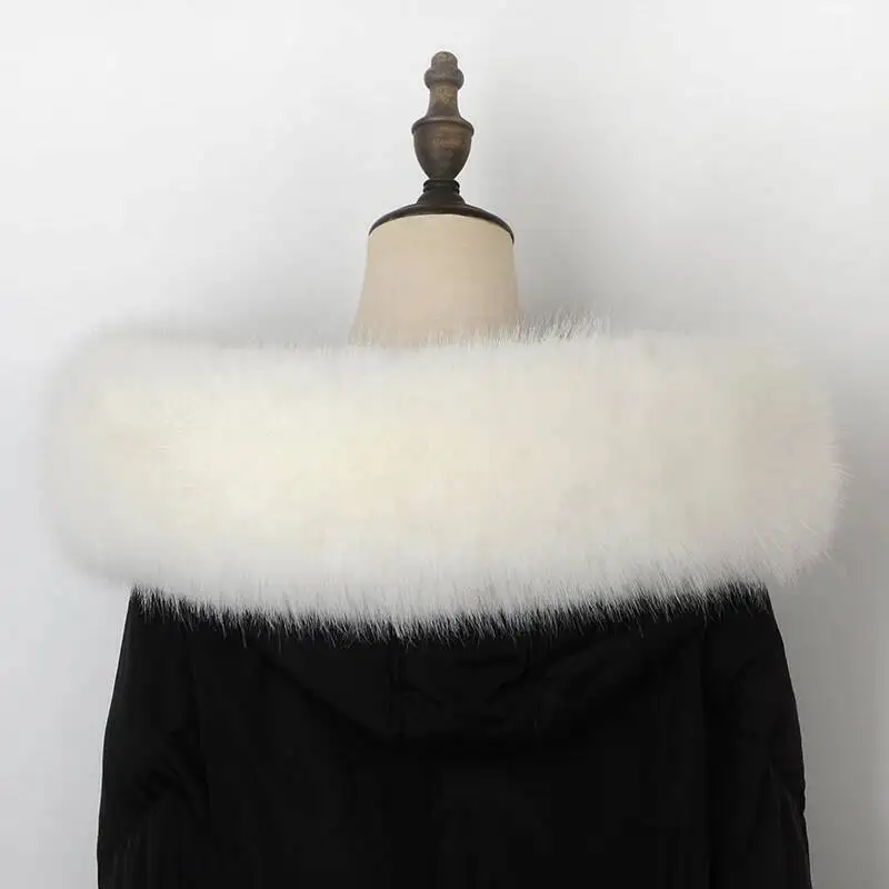 Winter Coat Fur Collar Faux Fur Trim Hoodie Fur For Hood Collar Decor Fake Fur Scarf Women Furry Scarves Shawl Detchable DIY view 5