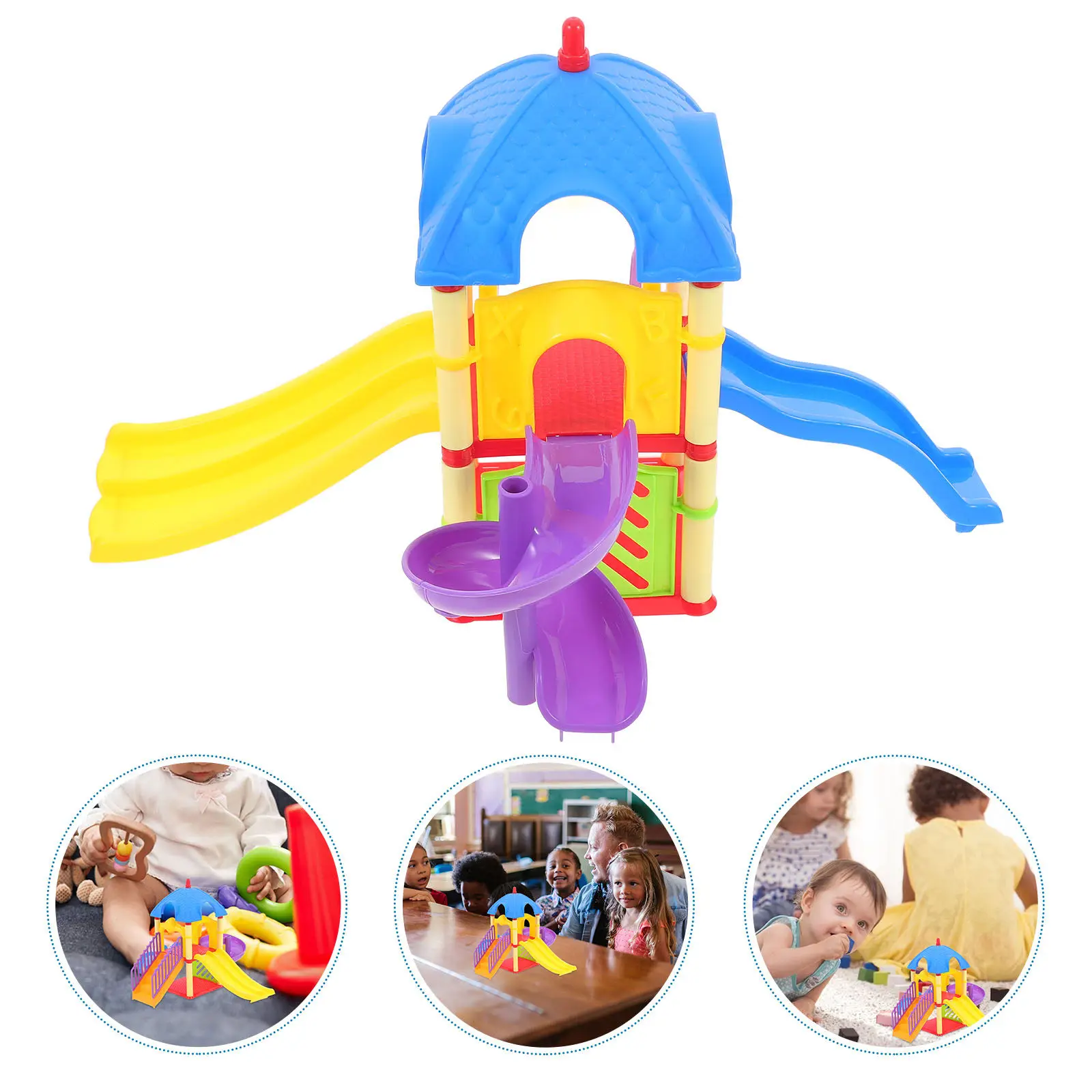 Small Children Playground Slide ABS Miniature Decoration Educational Kids Color Recognition Living Room Bedroom Accessory