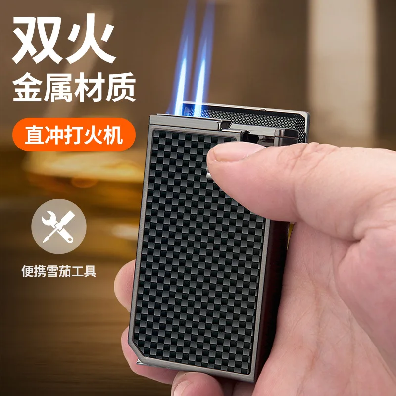 

Уникальная металлическая ветрозащитная газовая зажигалка HONEST с двойным пламенем, премиум-класса, для сигар, подарок для мужчин, аксессуар для курения.