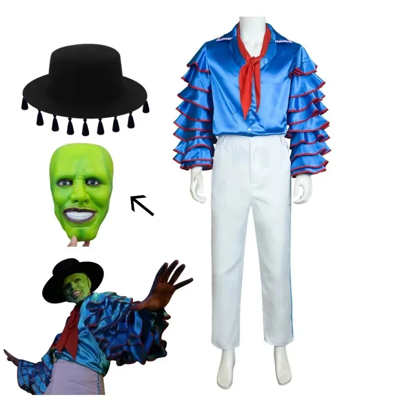 

Adult Yellow Suit Set Uniform Cosplay Costumes Movie The Mask Jim Carrey Set Unisex Halloween Carnival Party Costume Disfraces