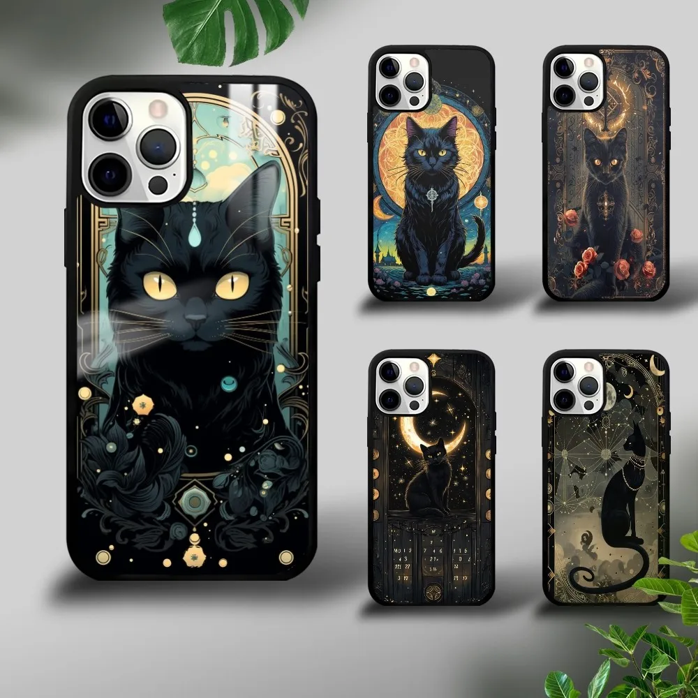 Funda de teléfono Tarot Mystery Totem Cat para iPhone 16 15 14 13 12 11 Pro Xs Max Mini Plus Celulares Funda dura
