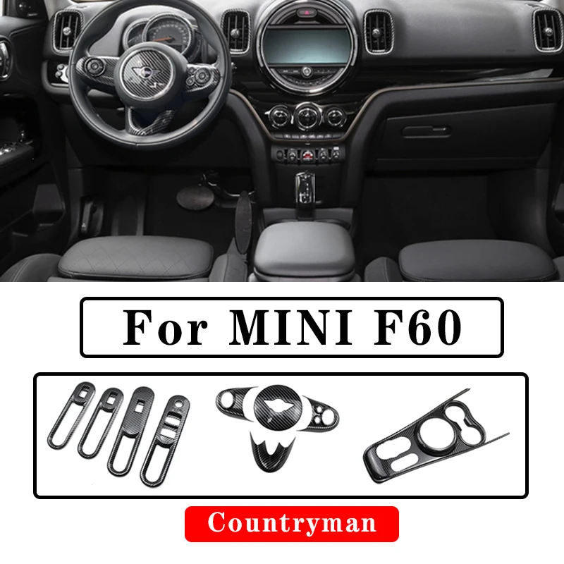 

For MINI F60 Countryman Center Console Steering Wheel Carbon Fiber Decorative Stickers Interior Style Modification Accessories
