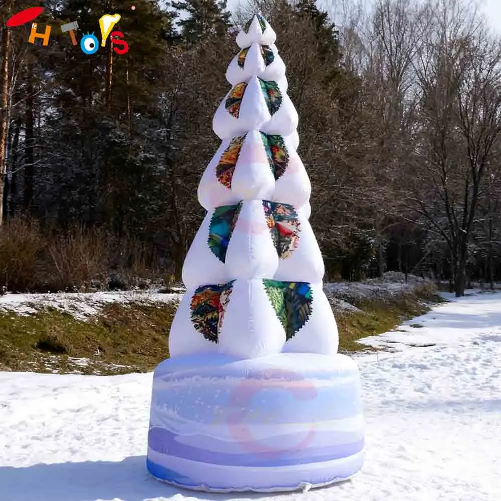 Fast Shipping New Making Inflatable Christmas Tree Yard Decoration Model Air Blow Up Santa Tree Big Ground Balloon