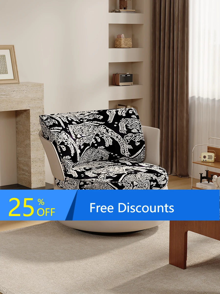 

Vintage Cotton and Linen Sofa Chair for Small Living Rooms, Leisure Rotatable Single Sofa Chair, Removable and Washable