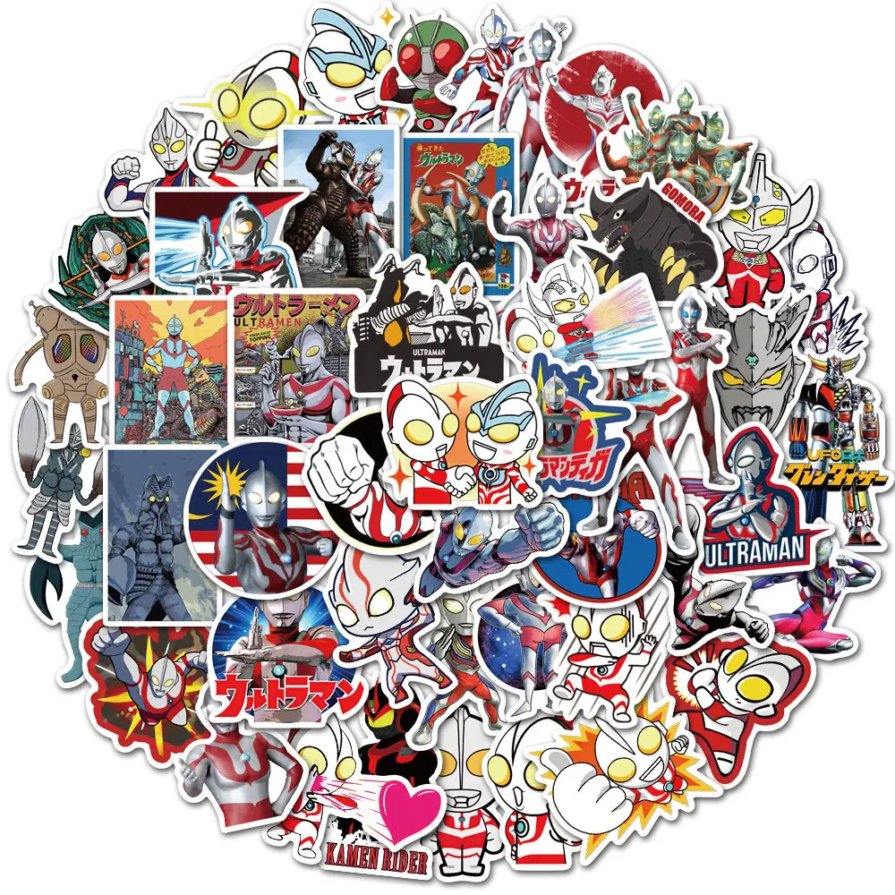 50 pçs bandai nova primeira geração ultraman dos desenhos animados graffiti adesivos diy bagagem skate geladeira notebook à prova dwaterproof água