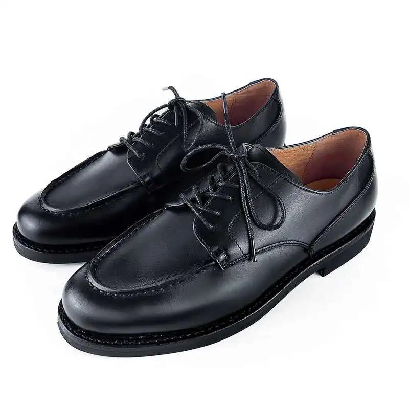 Goodyear-Welding Retro Classic Derby Round Toe Leather Shoes Formal Casual Business Men's Genuine Leather Shoes