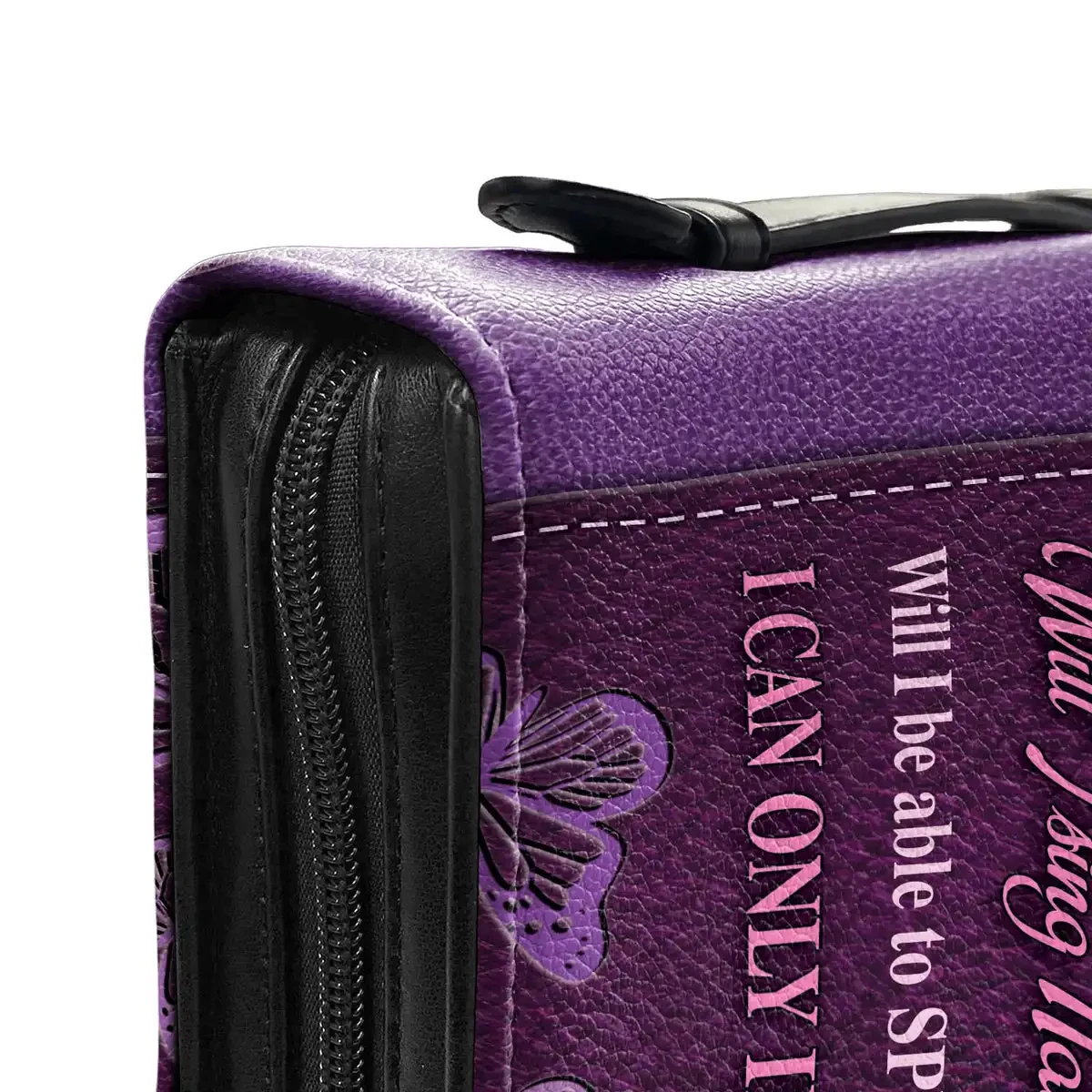 I Can Only Imagine Purple Butterfly Design Bible Cover Case Women Bible Storage Bags Bible Hymns Print Christian Bags for Ladies