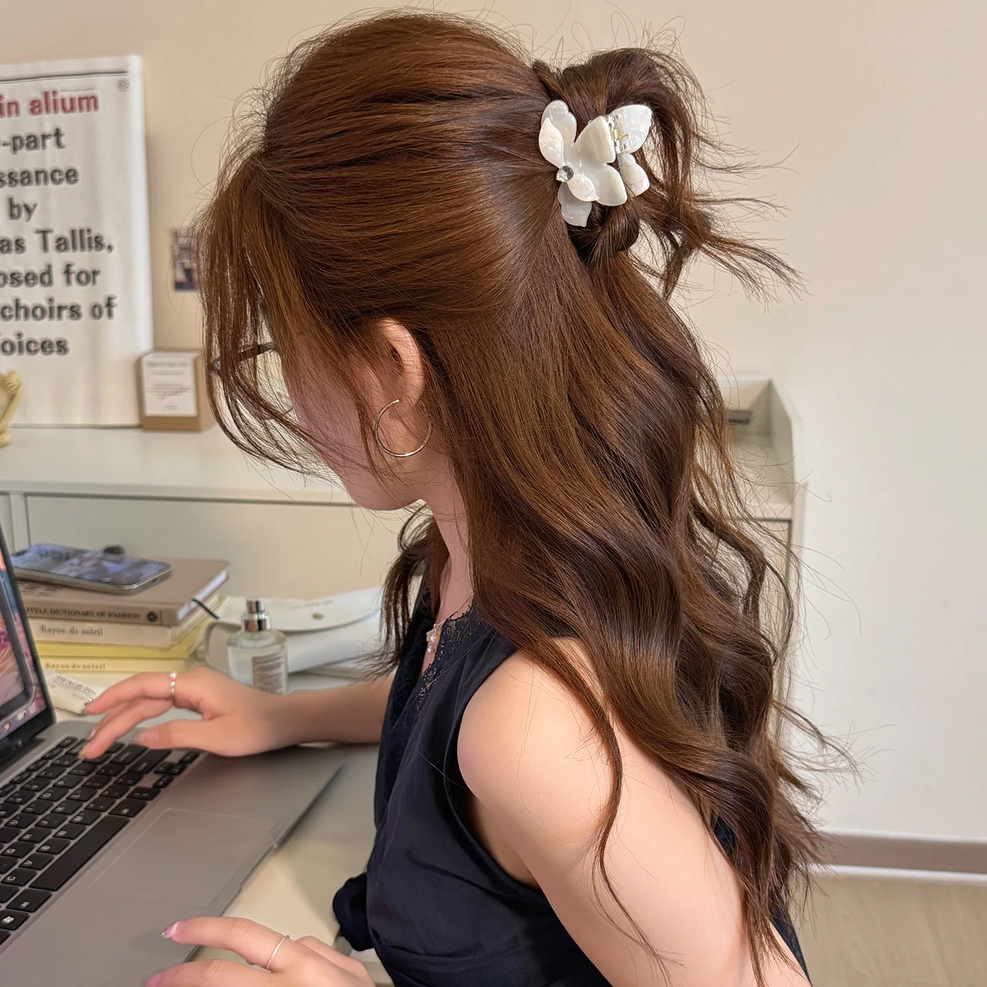 Korean Fairy-style Half-up Hair Bougainvillea Hair Claw for Women, Premium Acetate Hair Clip, 2026 New Shark Clip for Updos