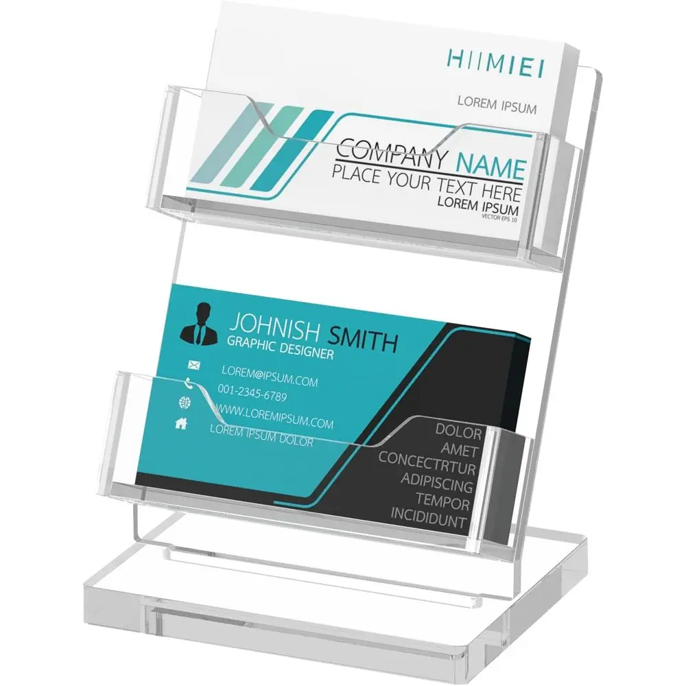 

Прозрачная акриловая подставка для визиток на 2 уровня для стола, офиса, выставок и домашнего использования, вмещает 120 карт