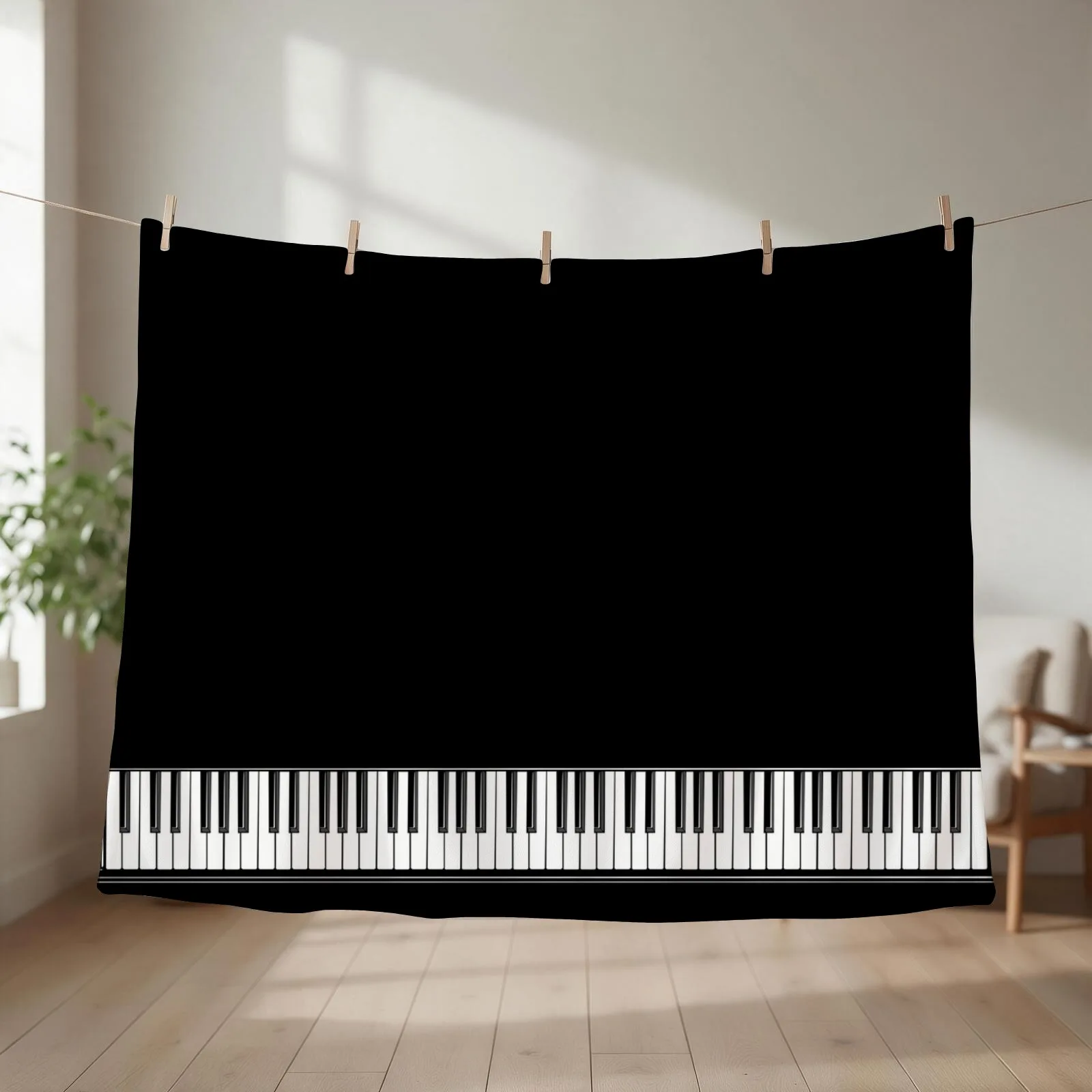 grand piano Throw Blanket Hair For Sofa Thin Cute Plaid Shaggy Blankets