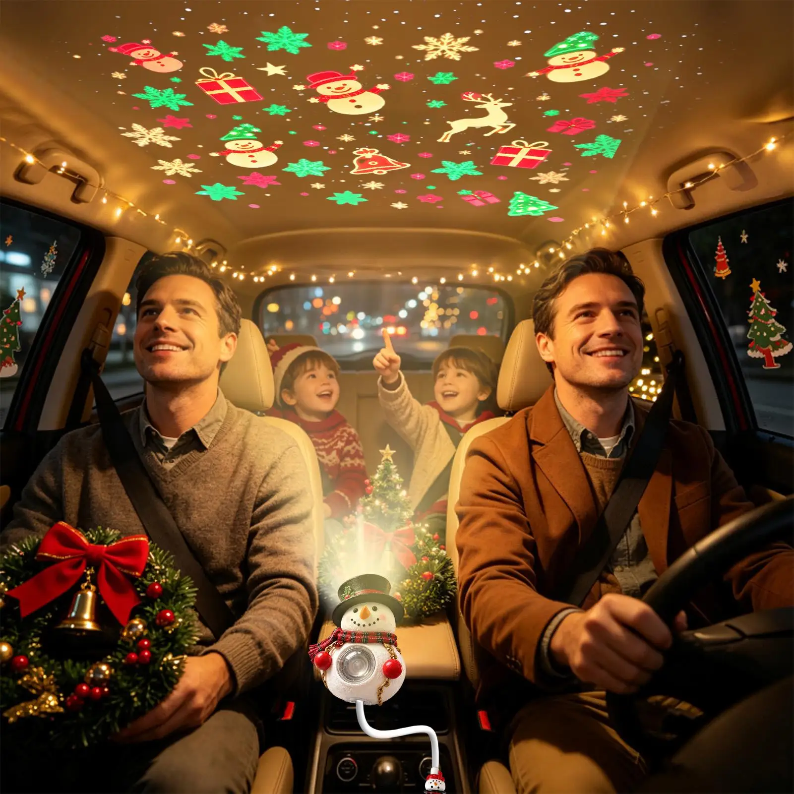 Christmas Projector Nightlight USB Plug-and-Play Seasonal Projection Christmas Projector With 6 Seasonal Scenes For Home