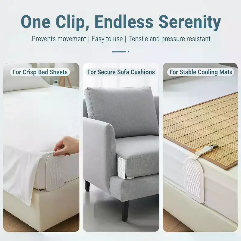 Bed Sheet Clips Adjustable Bed Sheet Holder Straps: Elastic Fitted Bedding Clips Fasteners Home Hotel