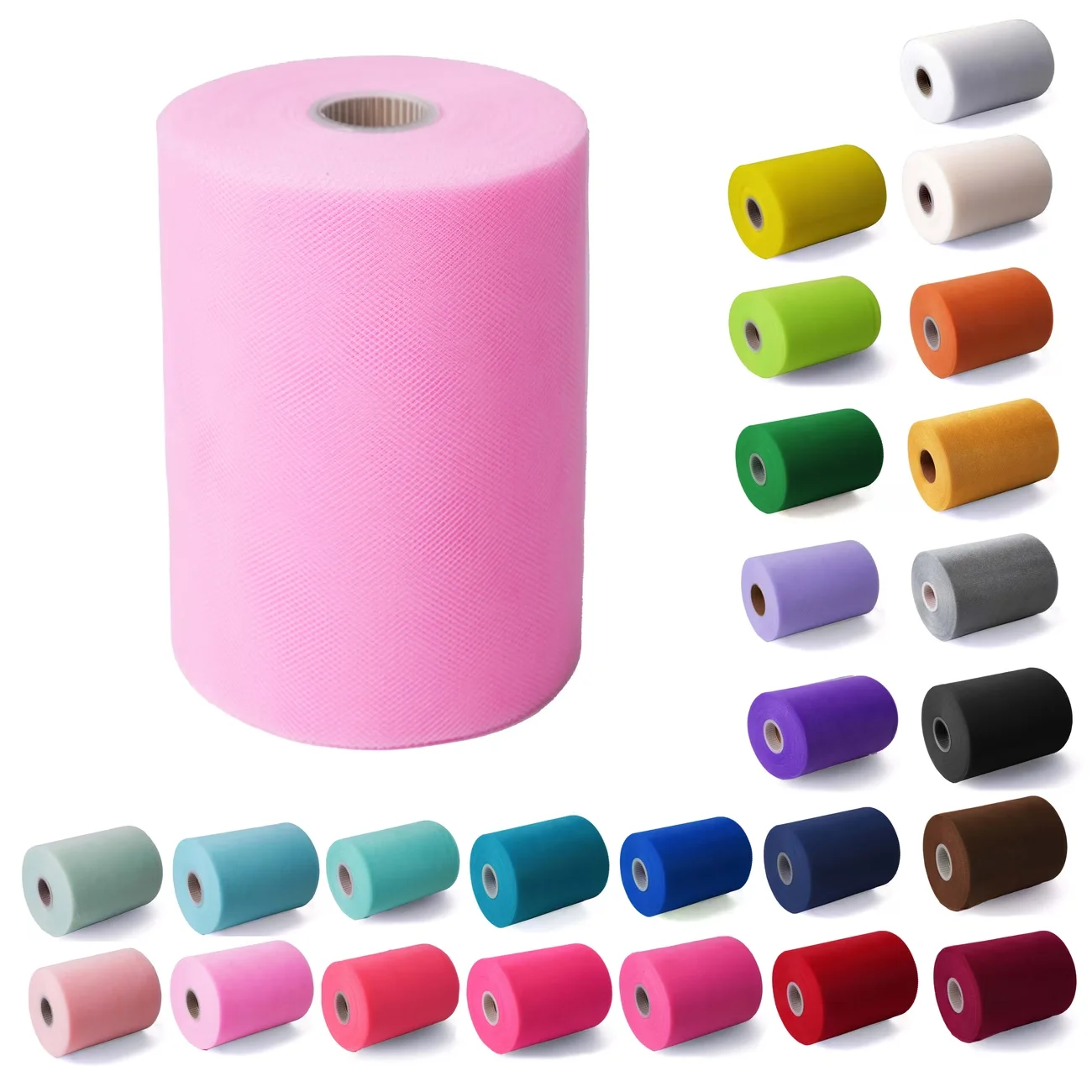 1 Roll of Lightweight Fabric, 6inch Inches Wide X 25 Yards Long — Soft, Tear-Resistant Polyester Fiber Fabric with a Slight Sheen, Suitable for DIY Crafts, Wedding Decorations, Party Decorations, and Doll Dress Making, Available in 18 Colors Including White, Orange, Purple, Pink, Red, Green — Party Decorations |   Textured Fabric |   Neatly Rolled up