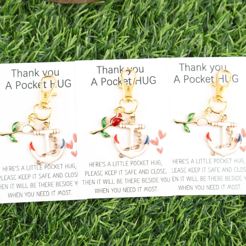 6A fun anchor and rose keychain set Suitable for bag pendants Keychain Pendant Headphone packaging decorationDIYPendant Party Gi - view 6